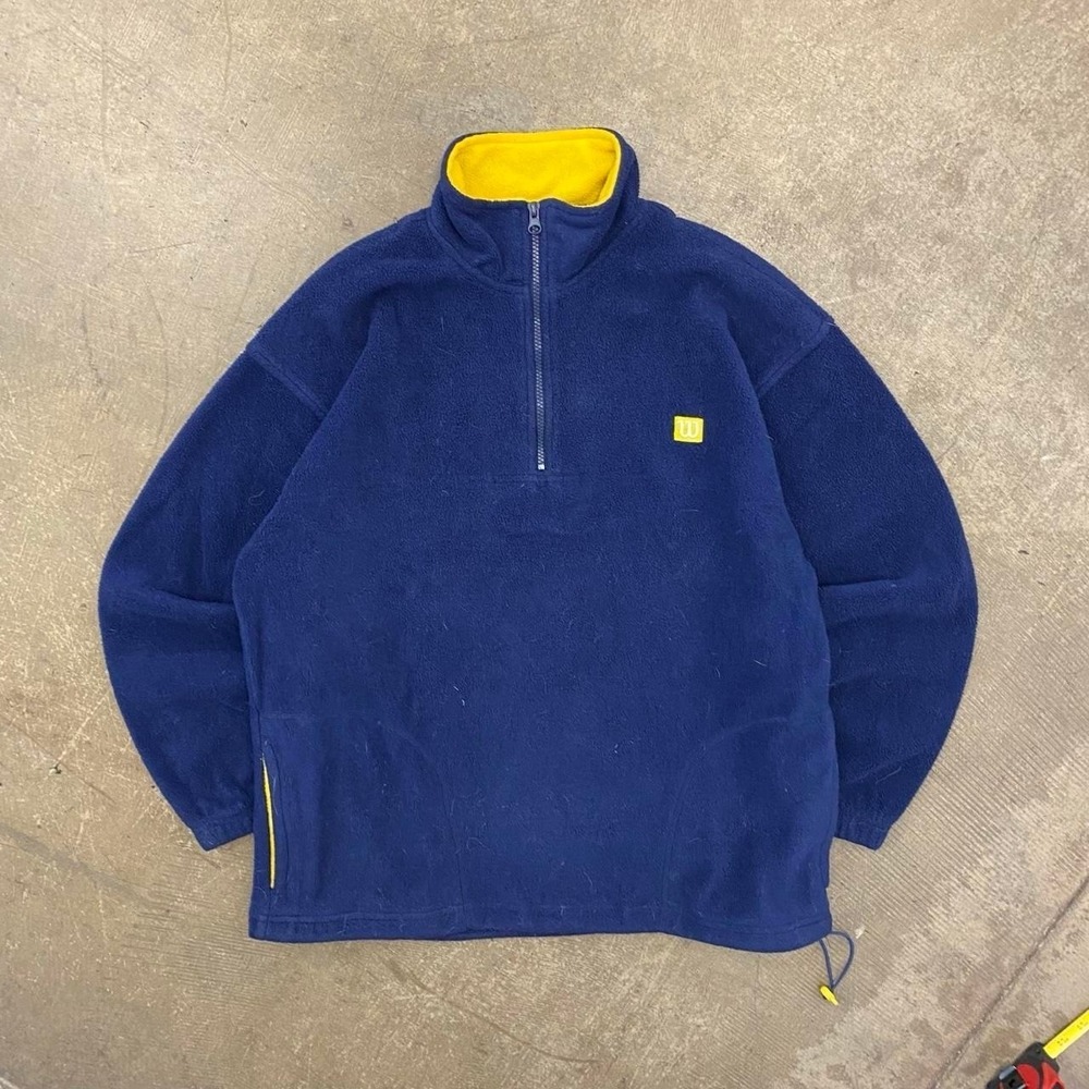 Vintage 90s Wilson Basketball Quarter Zip Fleece Jacket Size Medium